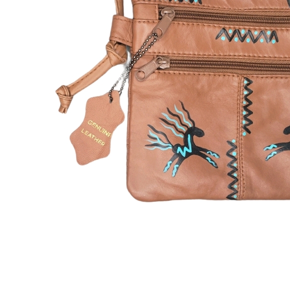 Handbags - Genuine Leather Tan Western Crossbody Purse